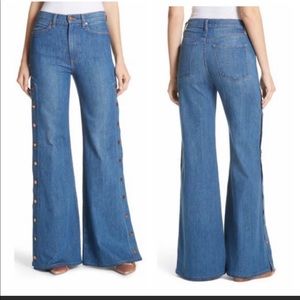 Alice + Olivia AO.LA Jeans 27 Snap Side Flare Leg